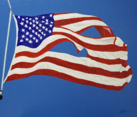 THE 9-11 FLAG- The flag from the twin towers in NY was found in the rubble, cleaned and hung for all to see. God bless America!!