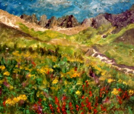 THE VALLEY OF HOPE- I seriously want to live here! Really. The whole time I was painting this I was holding quietness and hope in my heart and that is where the name came from.