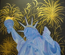 CELEBRATE FREEDOM-The fireworks in this painting actually pop when the lights are dimmed.