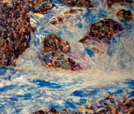 CRYSTALINE WATERFALL-I love waterfalls and remember going to Great Falls in Va when I was little. That is what inspired me to paint this.