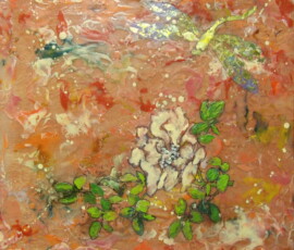DRAGONFLYTE- I just love dragonflies so I had to incorporate one into this painting. Encaustic with image transfer.
