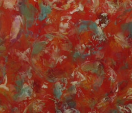 SUSPENDED CRYSTALS- When I started painting this the iridescent round globes started to appear. This painting reminds me of Christmas.