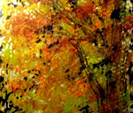 THE LAST DAYS OF AUTUMN-This is an encaustic with a graphite inlay. The white around the edges represents the snow that seems to encroach on Fall