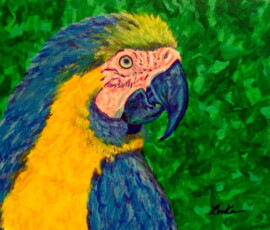 THE PAINTED PARROT-10" x 8" on canvas board