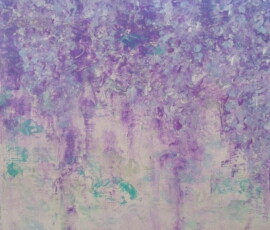 WISTERIA-Growing over a whitewashed stucco fence